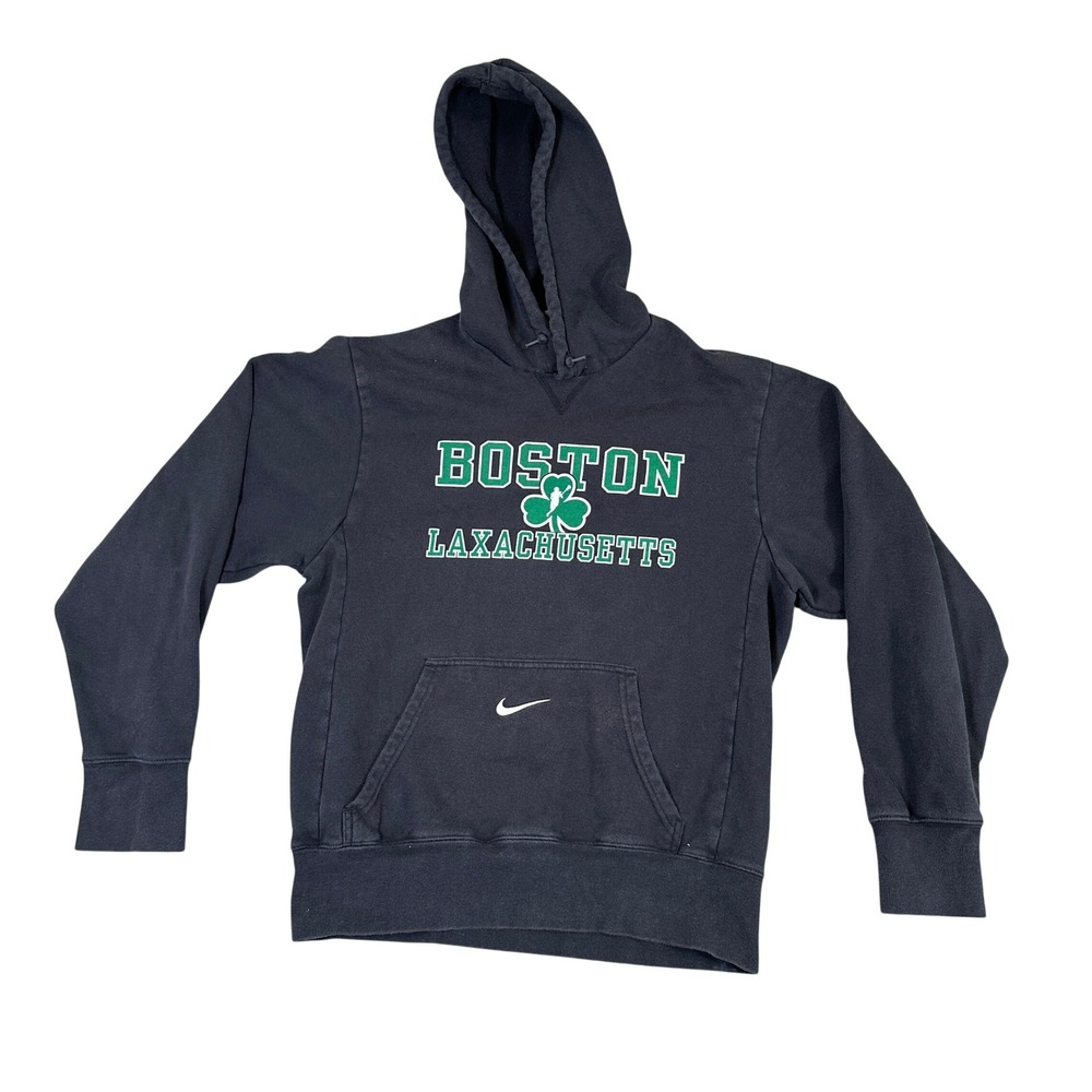 Nike Boston Laxachusetts Lacrosse Hoodie Black Green Shamrock Pullover Men S